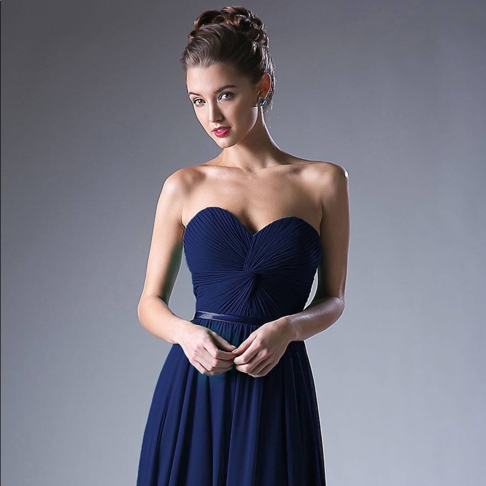 Cinderella Twist bodice chiffon dress | Navy | S